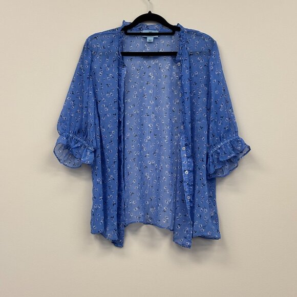 CeCe – Blue Floral Blouse with Matching Tank | Size L - Picture 8 of 11